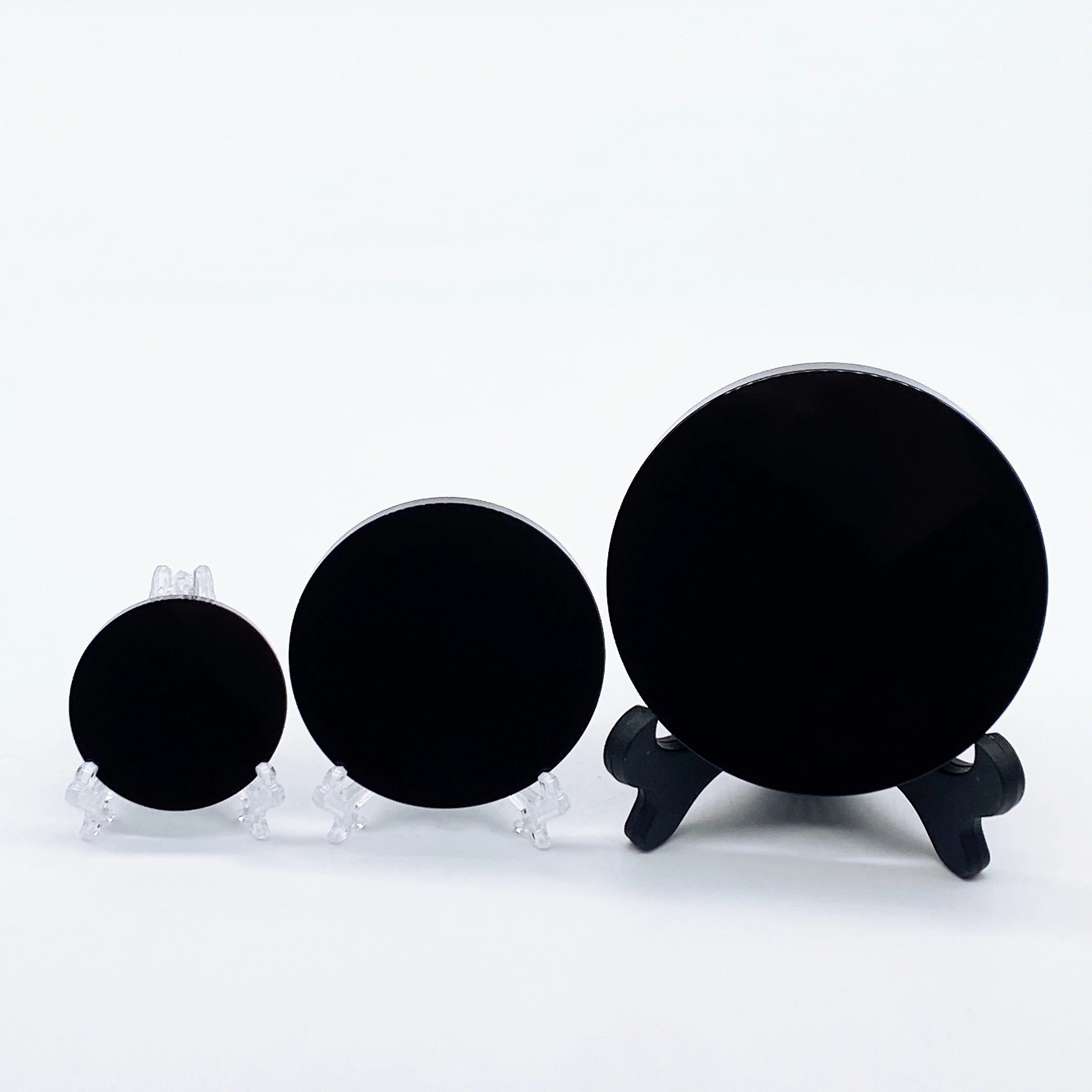 Natural Black Obsidian Circle Disk Round Plate Scrying Mirror Crystal Quartz Magic Witchcraft Stone Healing Home Office Decor