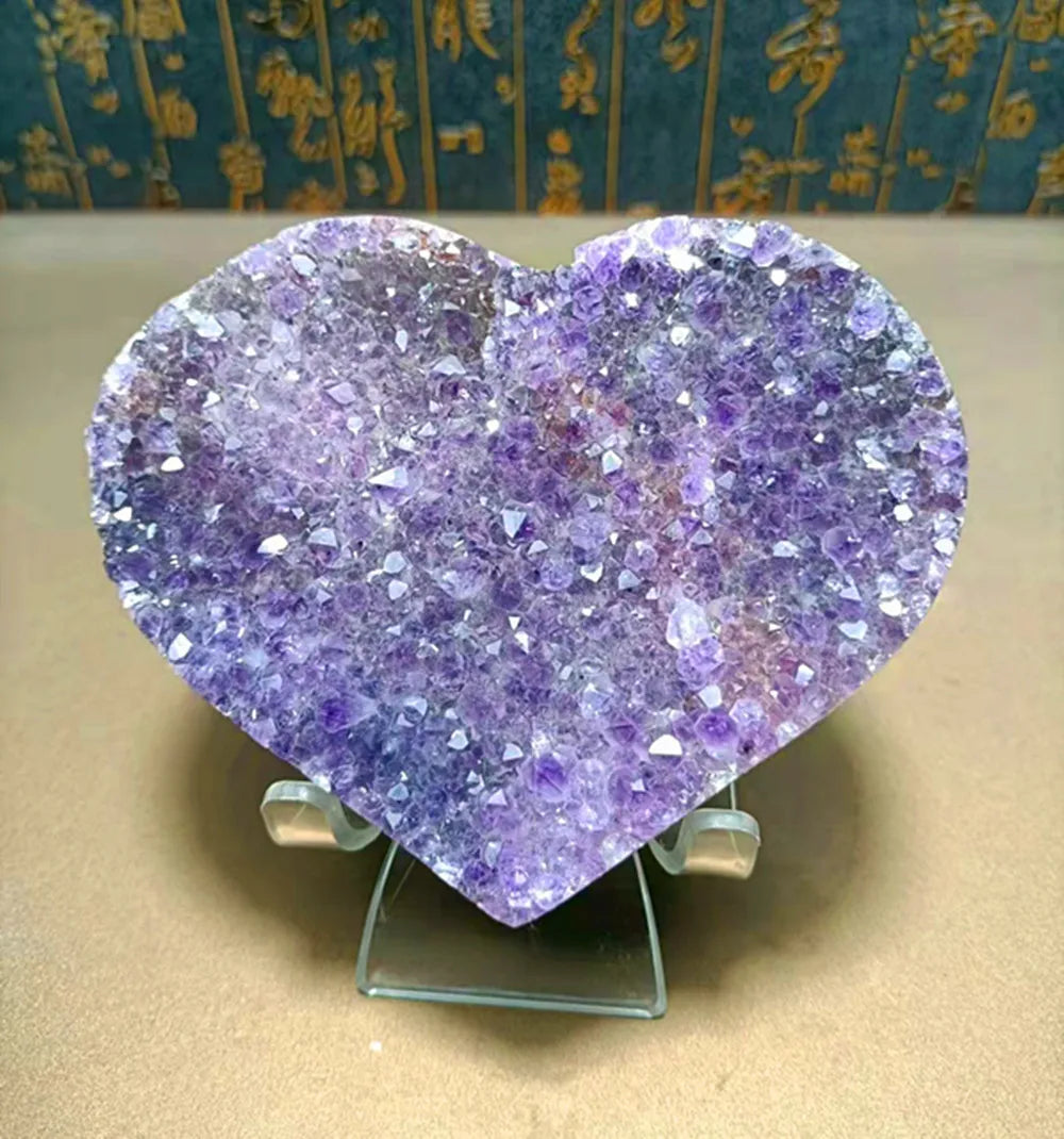 Natural Amethyst Geode, Loving Heart Shape, Quartz Cluster Crystal Specimen, Energy Healing, Wholesale