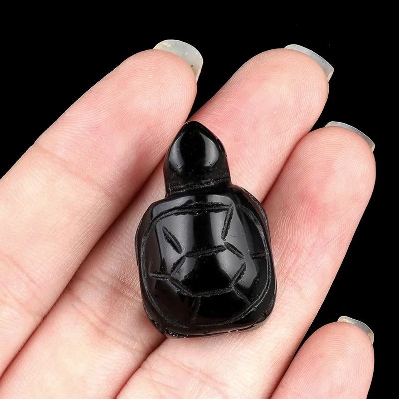 Mini Tortoise Crystal Stone Ornaments Carving Rose Quartz Aventurine Healing Energy Stone Home Decoracion Daily 18x27mm 1PC