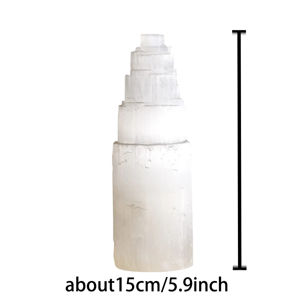 Genuine Natural White Selenite Gypsum Crystal Tower Skyscraper Castle Shaped Clear Mineral Craft Statue Authentic Moroccan Sourc