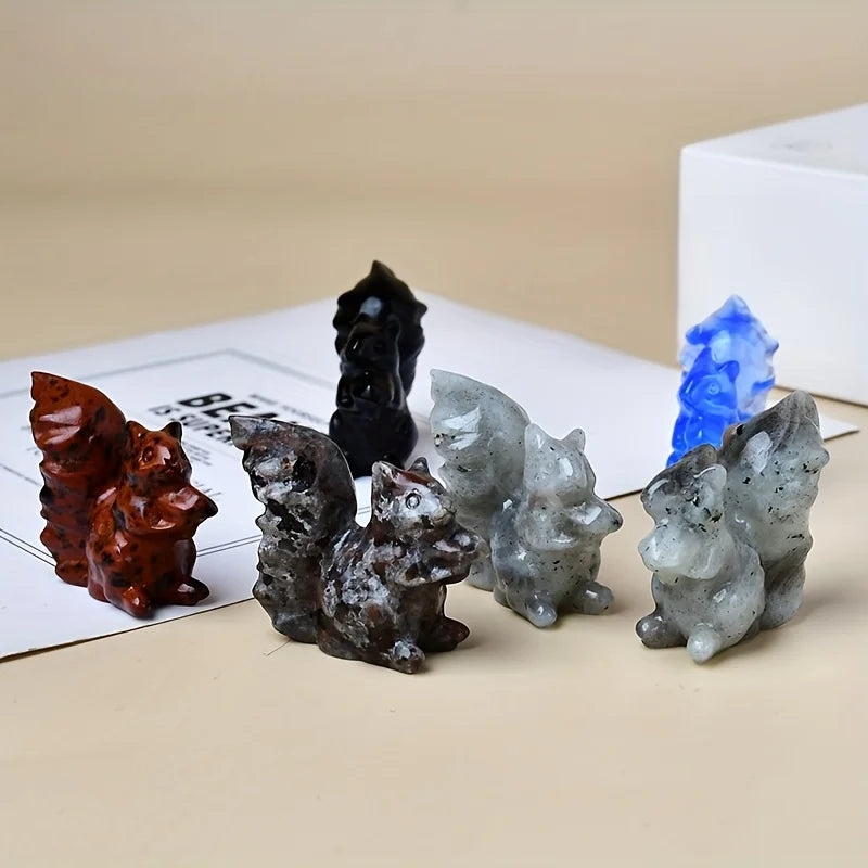 Artificial Crystal Carved Squirrel, Perfect Crystal Gift, Made Of Bare Stone Jewelry, Unique Home Decoration Meditation Stone