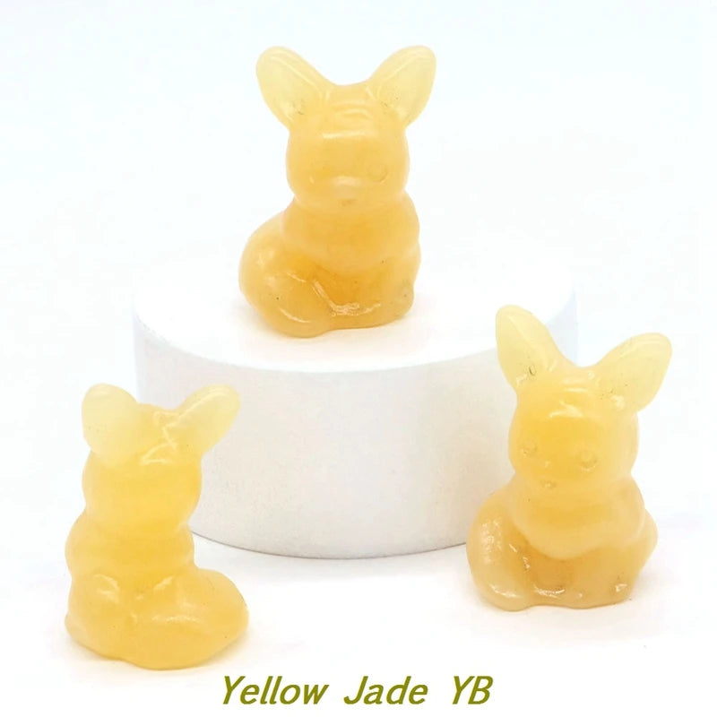 1.2" Natural Crystal Stone Squirrel Frog Seed Turtle Statue Cartoon Gemstone Carved Healing Home Room Decor Kids Holiday Gift