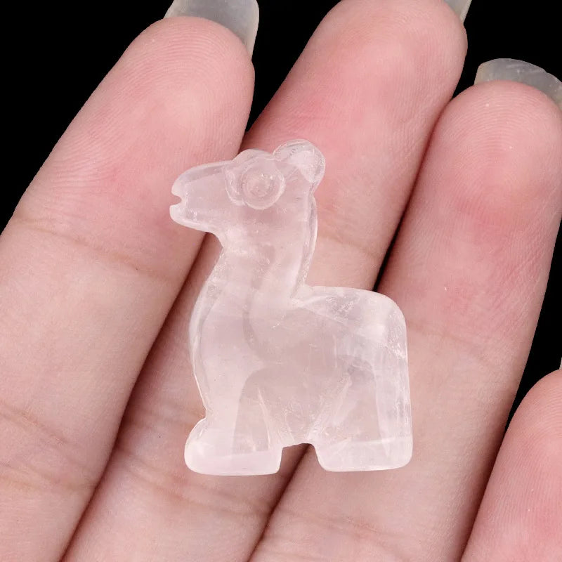1inch Natural Stone Carved Deer Handcarved Animal Statue Healing Crystals Figurine Amethyst Red Jasper Gemstone Fawn Home Decor