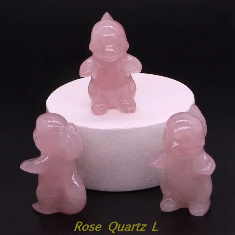 1.2" Natural Crystal Stone Squirrel Frog Seed Turtle Statue Cartoon Gemstone Carved Healing Home Room Decor Kids Holiday Gift