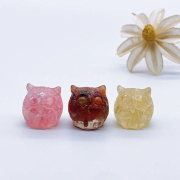 Mini Owl Decorations Natural Crushed Crystal Stone Epoxy Resin Exquisite Desk Ornaments Home Decoration Children Gift