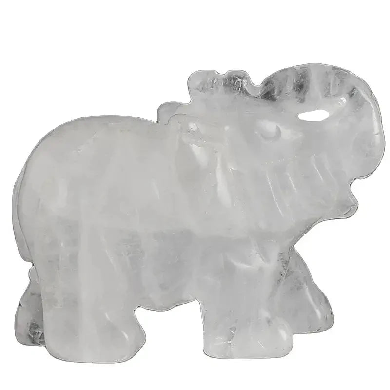 Hand carved 1.5 inch rock quartz elephant Figurine Natural stone Healing Animal Crystal Craft Fengshui Home Decor