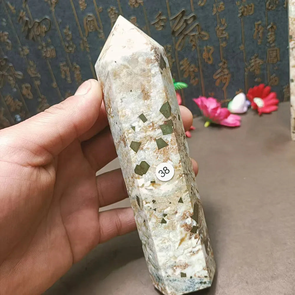 Natural Chalcopyrite Crystal Wand — Golden Peacock Ore Healing Point, Chakra Home Decor
