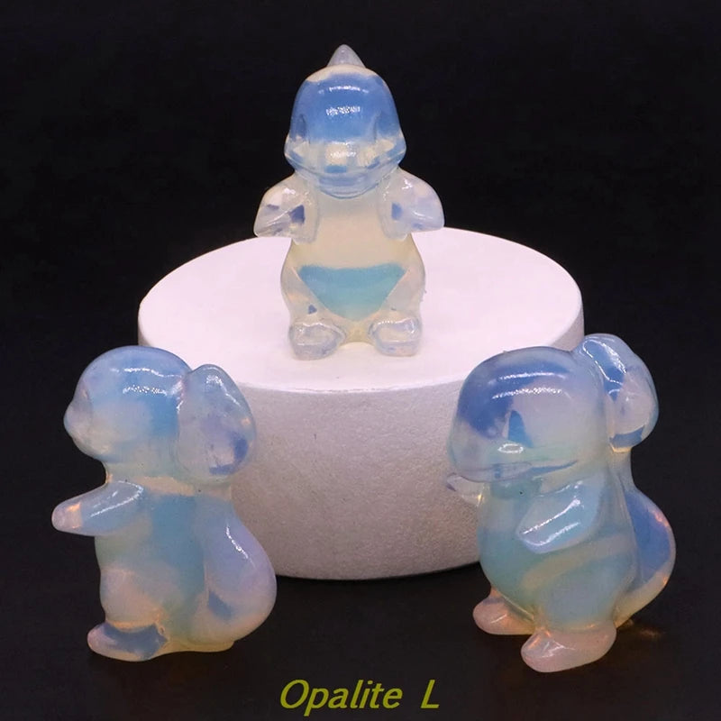 1.2" Natural Crystal Stone Squirrel Frog Seed Turtle Statue Cartoon Gemstone Carved Healing Home Room Decor Kids Holiday Gift
