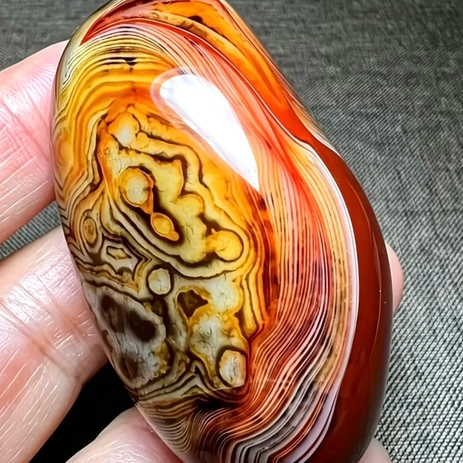 1pc Natural Colorful Silk Agate Sardonyx Palm, Hand-shaped Piece Quartz, Banded Healing Crystal, Gift For Friends, Reiki Home De