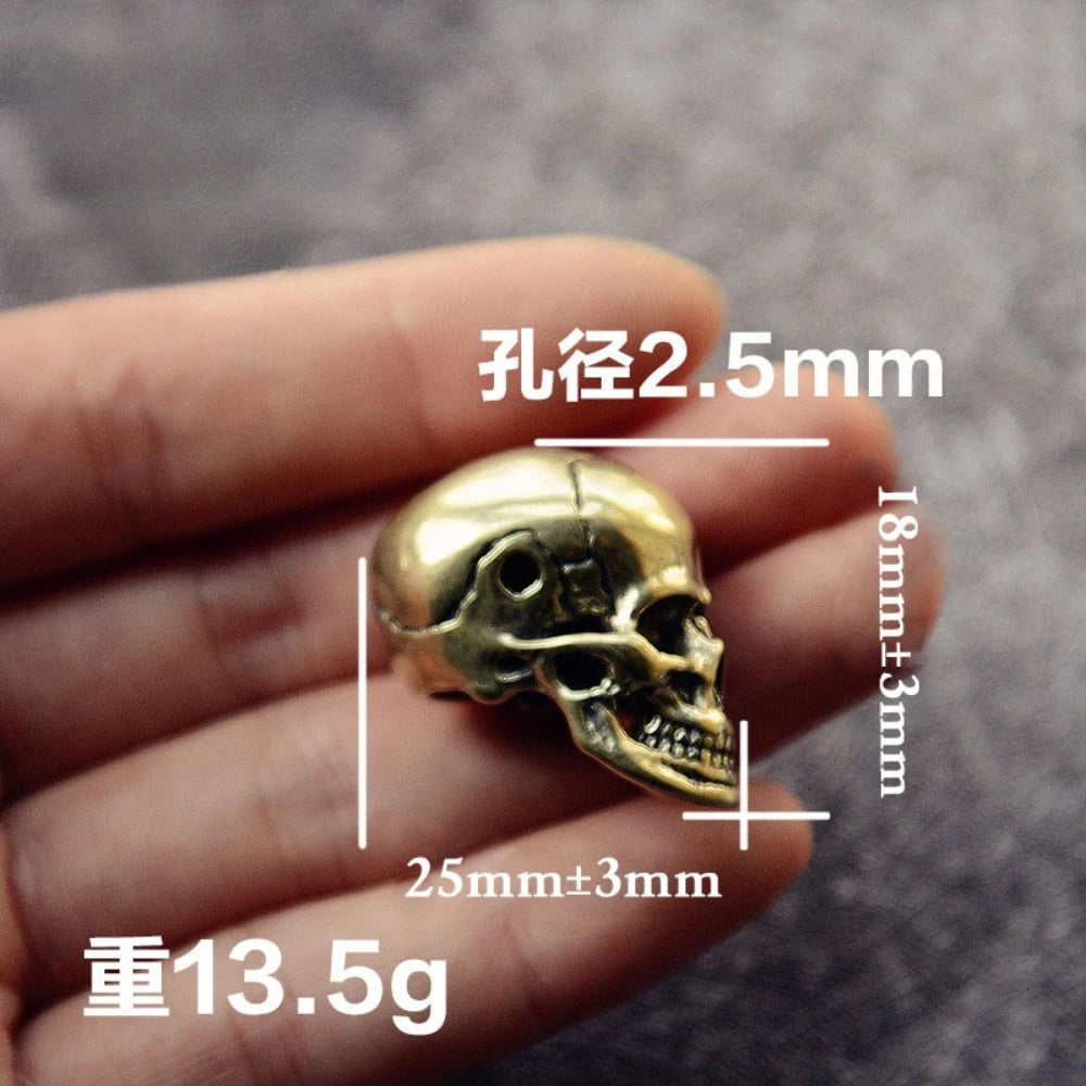 Brass Skull Retro Style Skull Statue with Holes DIY Accessory Decoration