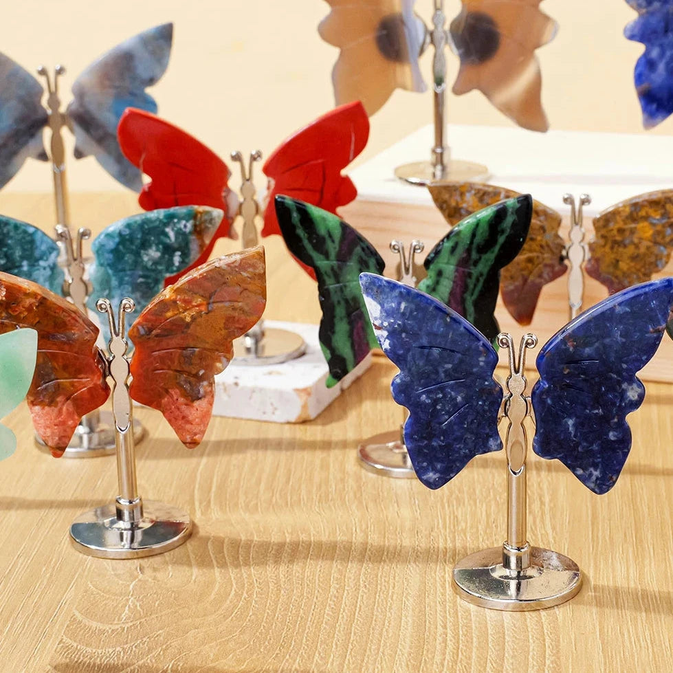 Natural Crystal Butterfly Carving – Mini Stand Decor Gift