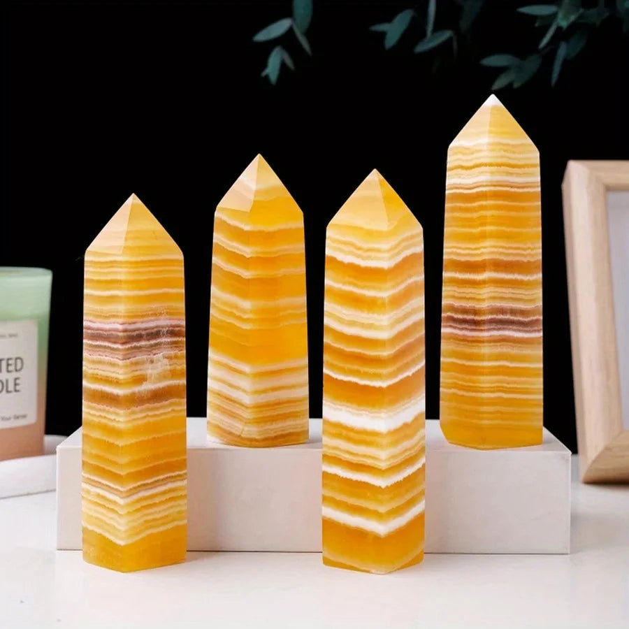 Yellow Calcite Tower, , Energy Crystal, For Home Decor, Office Bedroom House Decoration C491