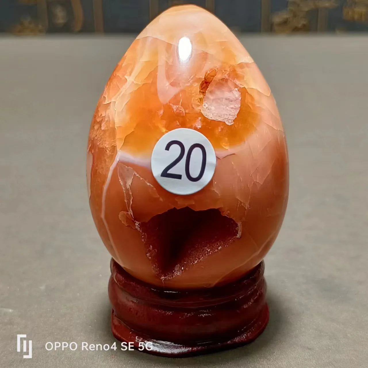 Natural Red Agate Crystal Egg — Polished Quartz Stone, Spiritual Home Decor & Ornament