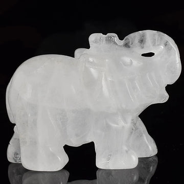 Hand carved 1.5 inch rock quartz elephant Figurine Natural stone Healing Animal Crystal Craft Fengshui Home Decor