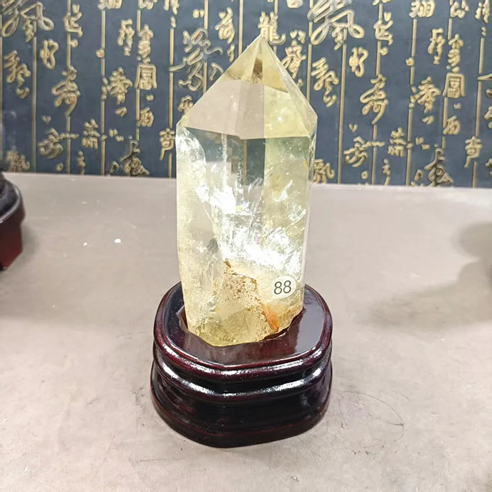 Natural Citrine Quartz Crystal Wand — Yellow Healing Point, Abundance & Positivity Stone