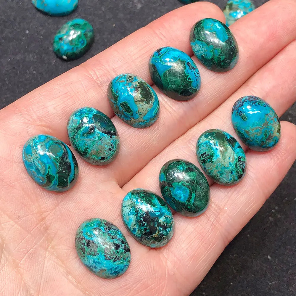 Natural Stone Chrysocolla Oval Cabochon Crystal Stones Quartz Crystals Gemstones Spiritual Products Meditation Home Decoration