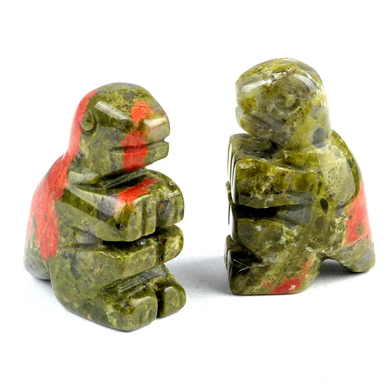 1inch Mini Baby Dinosaur Natural Stone Carved Figurine Healing Crystals Gemstone Statue Cute Animal Carvings Home Office Decor