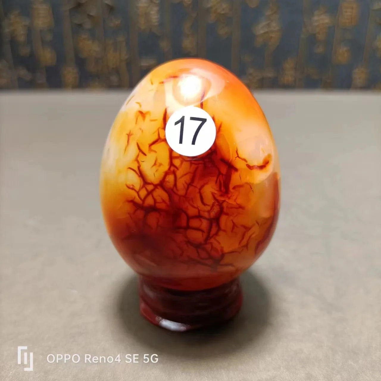 Natural Red Agate Crystal Egg — Polished Quartz Stone, Spiritual Home Decor & Ornament