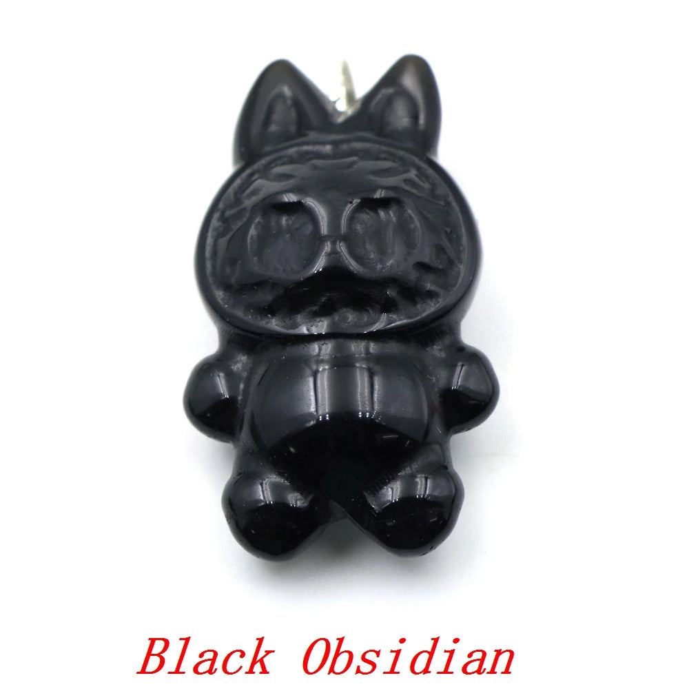 Natural Stone Carving Cartoon Elf DIY Fashion Jewelry Accessories Healing Crystal Gemstone Animals Figurine Supplies Wholesale