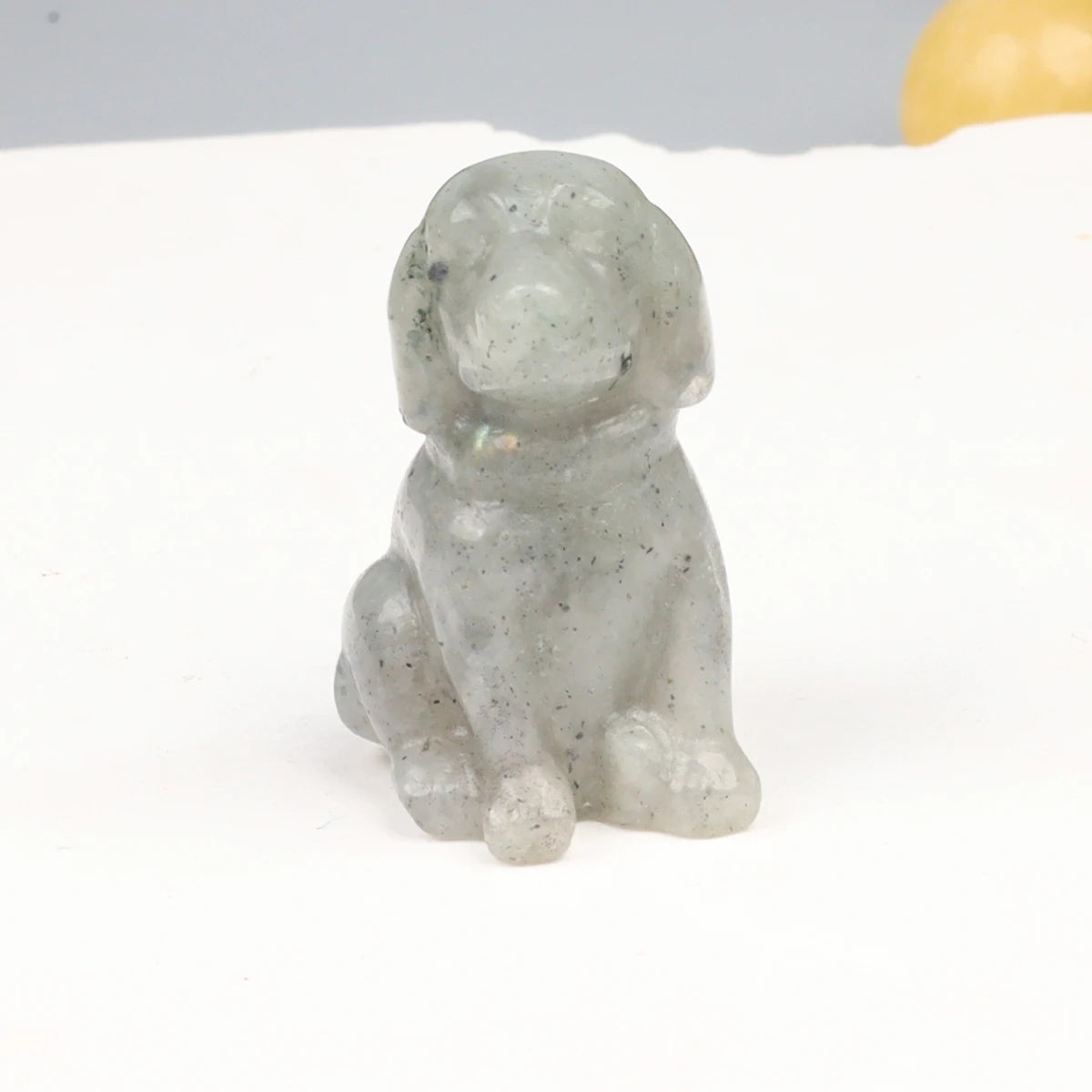 Black Obsidian Dog Figurine, Natural Stone, Hand Carved Jade Mini Puppy, Crystal Craft, Chakra, Home Decor, 1.5"