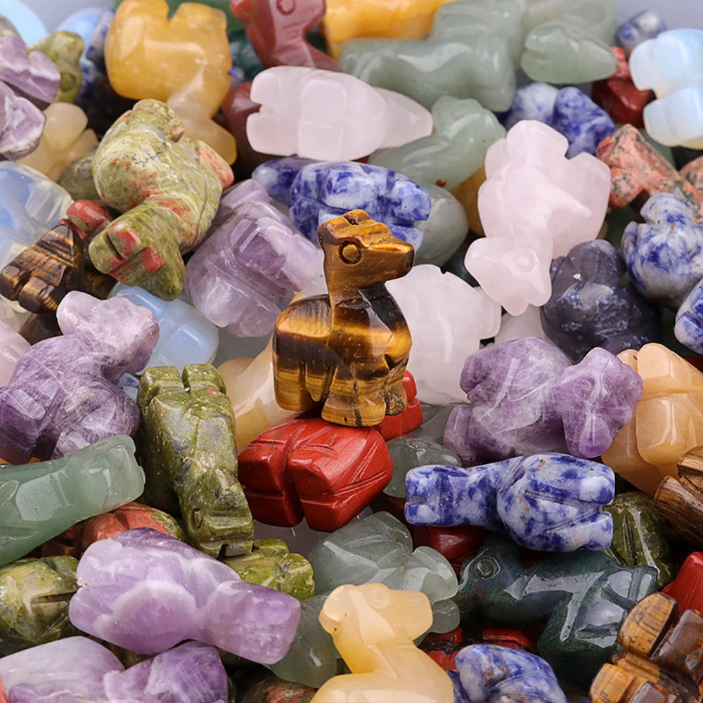 1inch Natural Stone Carved Deer Handcarved Animal Statue Healing Crystals Figurine Amethyst Red Jasper Gemstone Fawn Home Decor