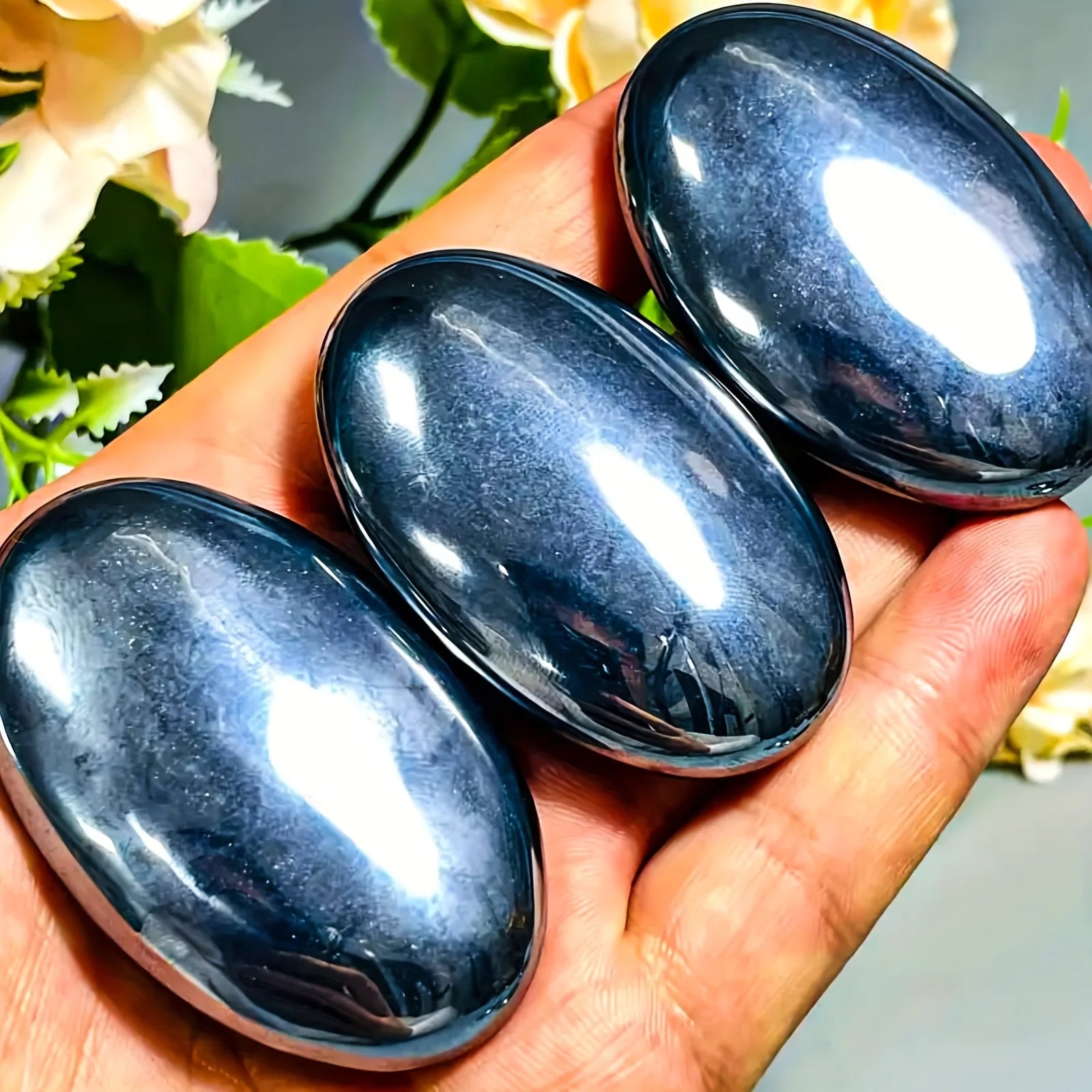 1pc Terahertz Pocket Stones Forget Worries Stone - Exquisite and Smooth Compact Palm Stone, Portable Decorative Stone