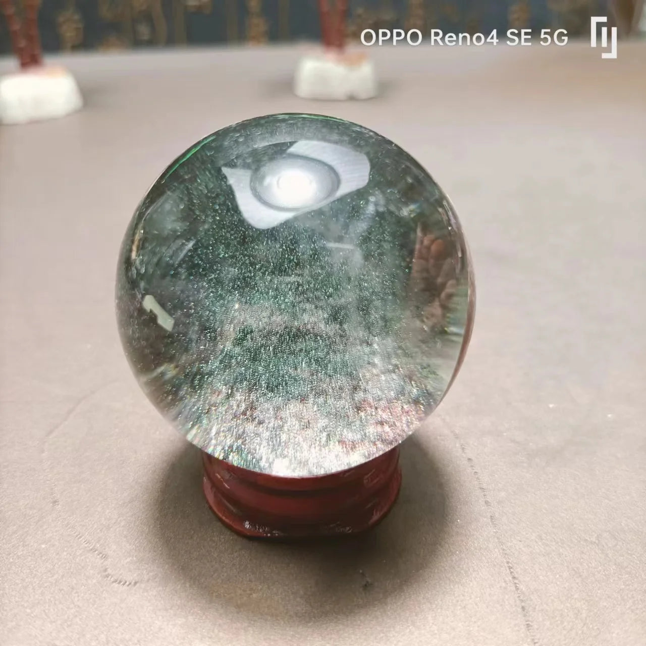Natural Green Phantom Garden Quartz Crystal Ball — Brazilian Chakra Healing Sphere