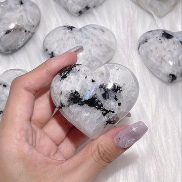 Rainbow Moonstone Heart Palm Stone, Room Decor