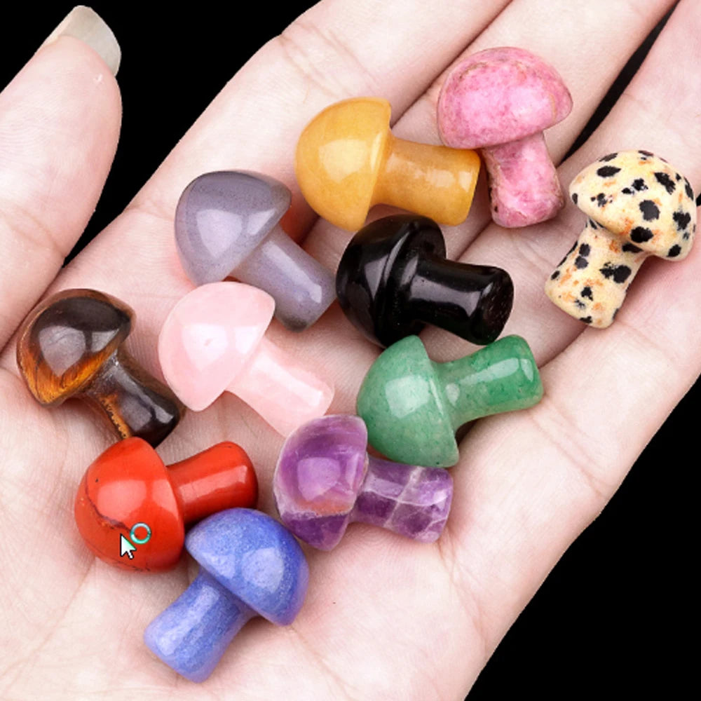 20mm Mushroom Ornament Natural Stone Crystal Healing Mineral Polished Gemstone Crafts Home Meditation Decoration Gift 3/10/20pcs