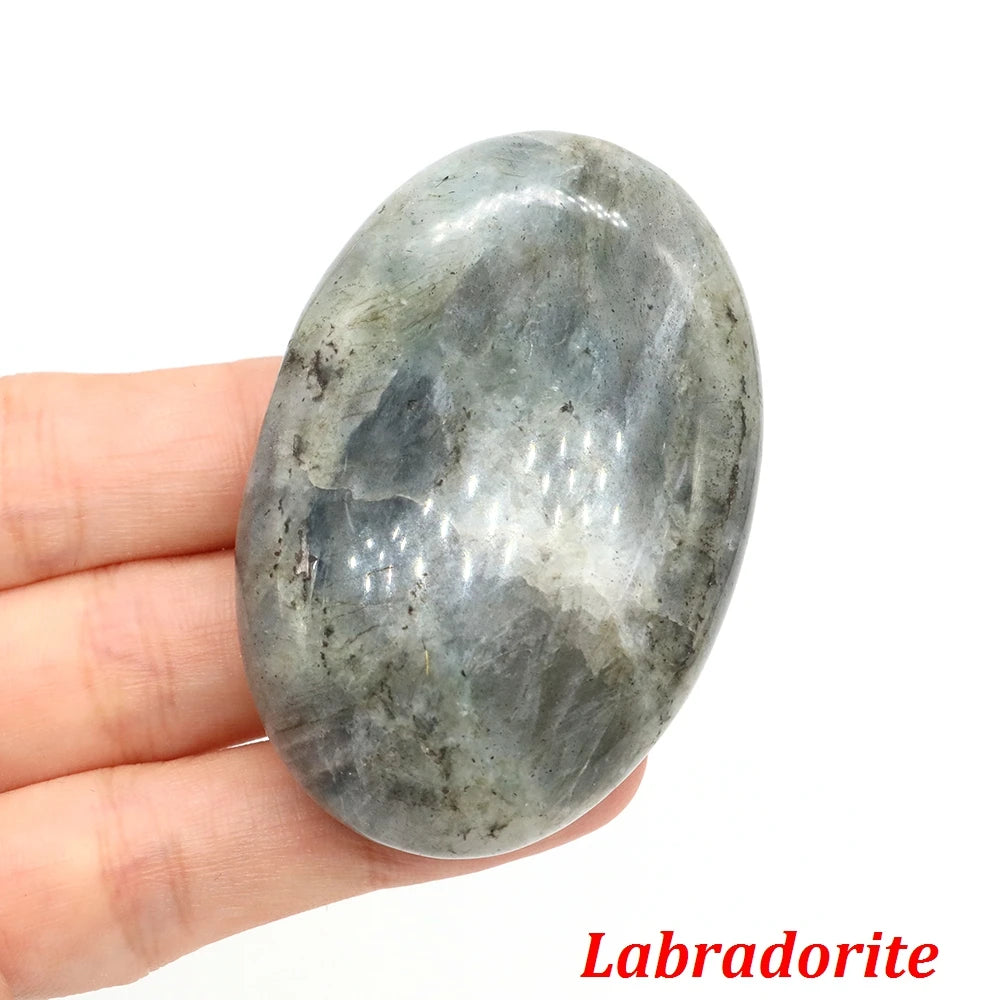 Natural Crystal Amethyst Palm Stone Reiki Healing Oval Pocket Palm Worry Stone Yoga Meditation Spiritual Healing Gem Home Decor
