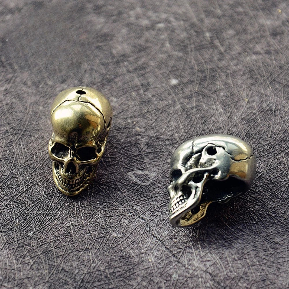 Brass Skull Retro Style Skull Statue with Holes DIY Accessory Decoration