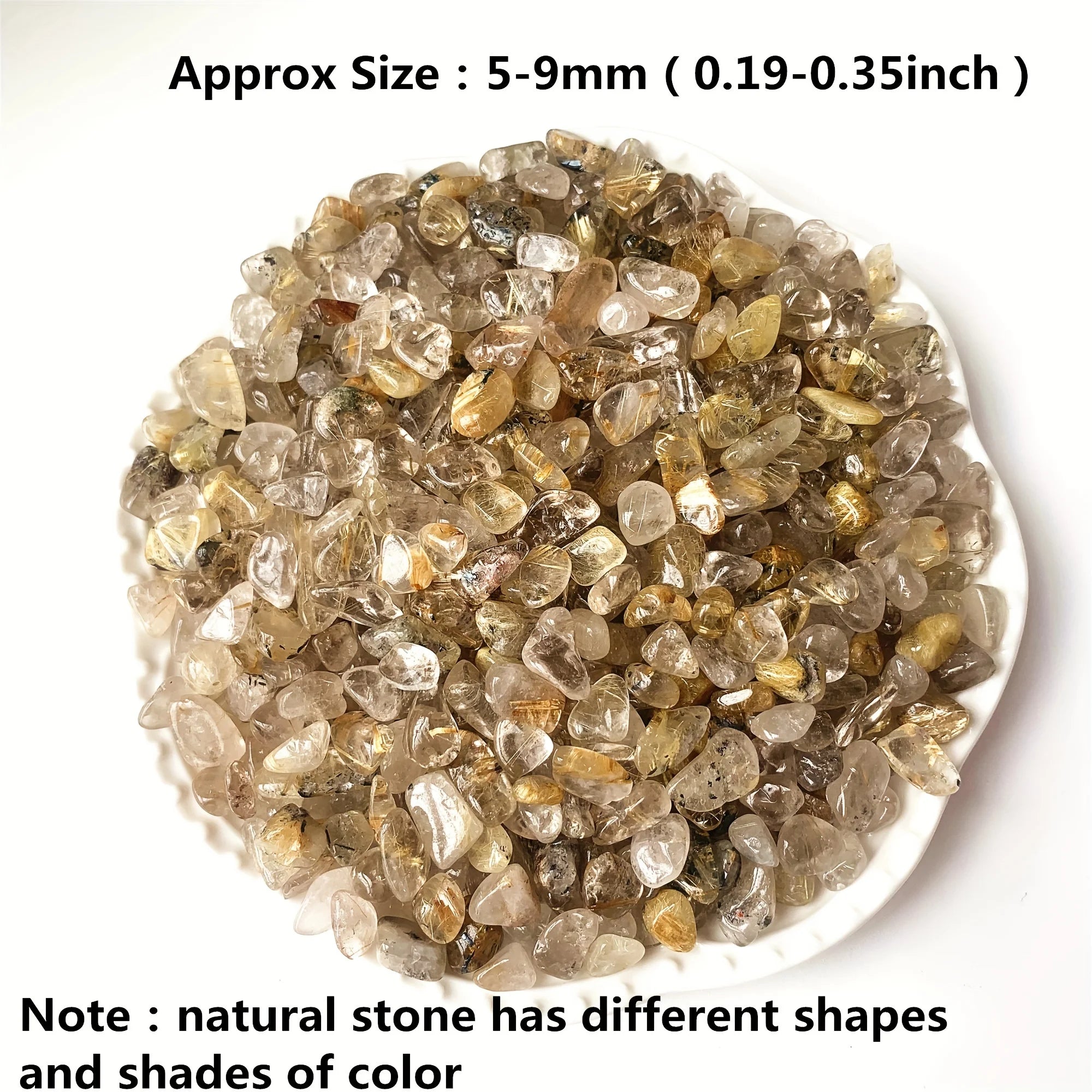 5-9mm Natural Golden Rutile Quartz Tumbled Chips Stone Crushed Healing Crystal Stones For Plants Succulent Flowerpot Vase Filler