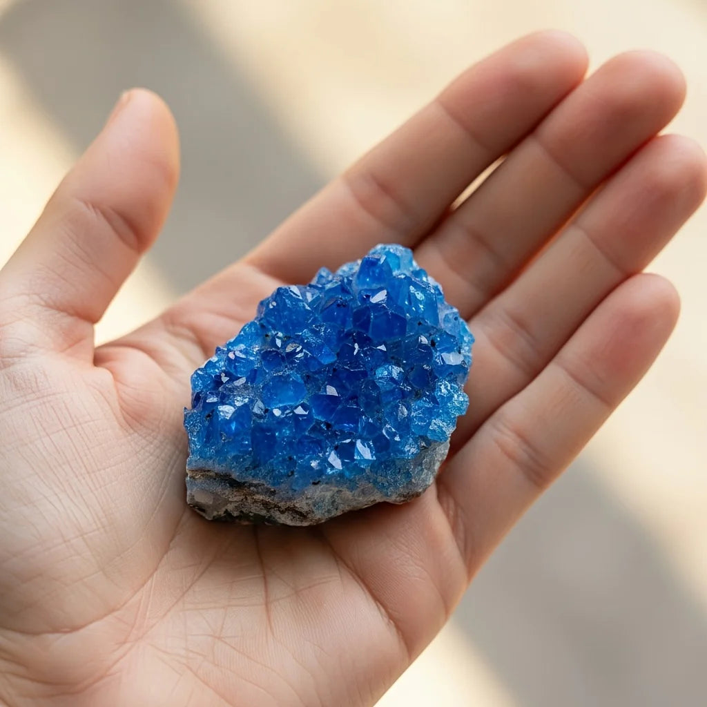 A stunning blue quartz cluster | A sparkling decorative piece, perfect for home and office, a unique geological gift idea.