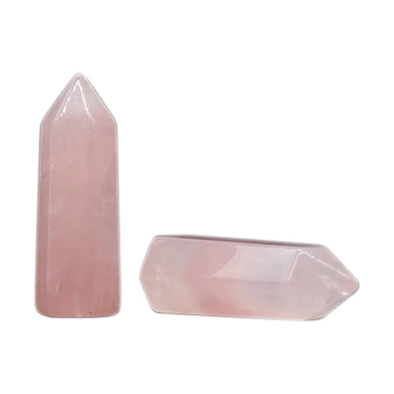 1PC Natural Quartz Point Rose Quartz Wand Healing Stone Amethyst Hexagonal Prism Energy Ore Pyramid Home Decoration