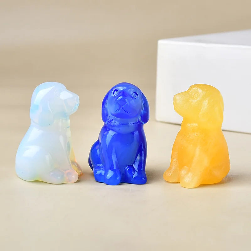 Natural crystal carved dog, a perfect choice for home decoration as a crystal gift ornament, a great option for healing crystals