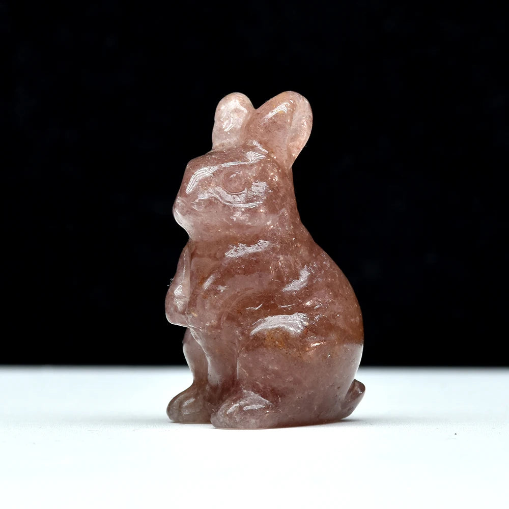 1.5" Elf Rabbit Natural Crystal Amethyst Quartz Agate Bunny Animal Craft Figurines Stone Carving Healing Reiki Home Decor Gift