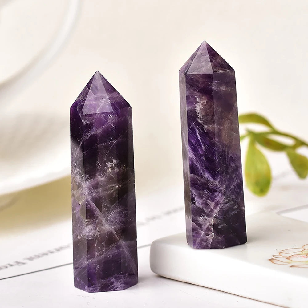 5.91 Inch Natural Amethyst Pillar Mineral Specimen for Collection Display Crystal Healing Stone Spiritual Growth Desktop Decor