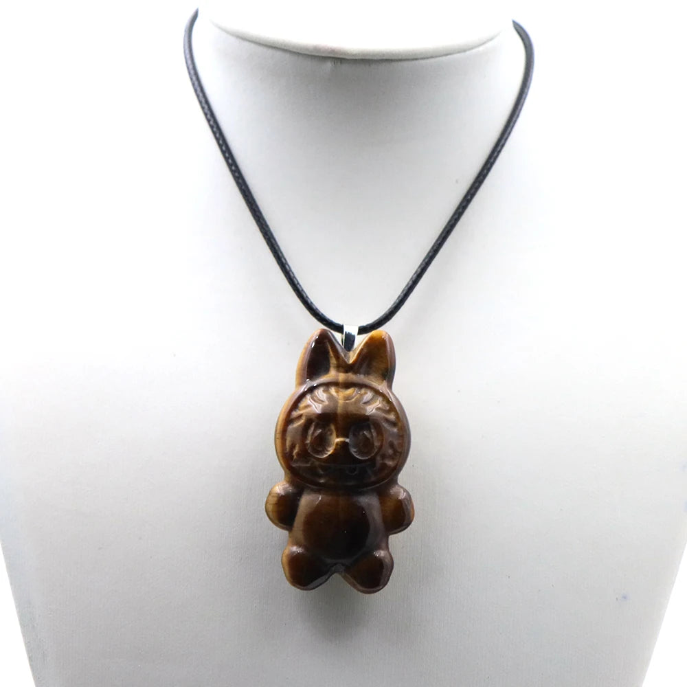 Natural Stone Carving Cartoon Elf DIY Fashion Jewelry Accessories Healing Crystal Gemstone Animals Figurine Supplies Wholesale