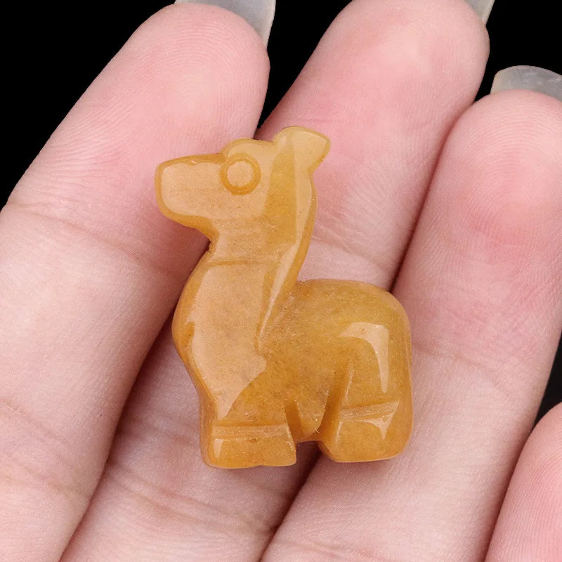 1inch Natural Stone Carved Deer Handcarved Animal Statue Healing Crystals Figurine Amethyst Red Jasper Gemstone Fawn Home Decor