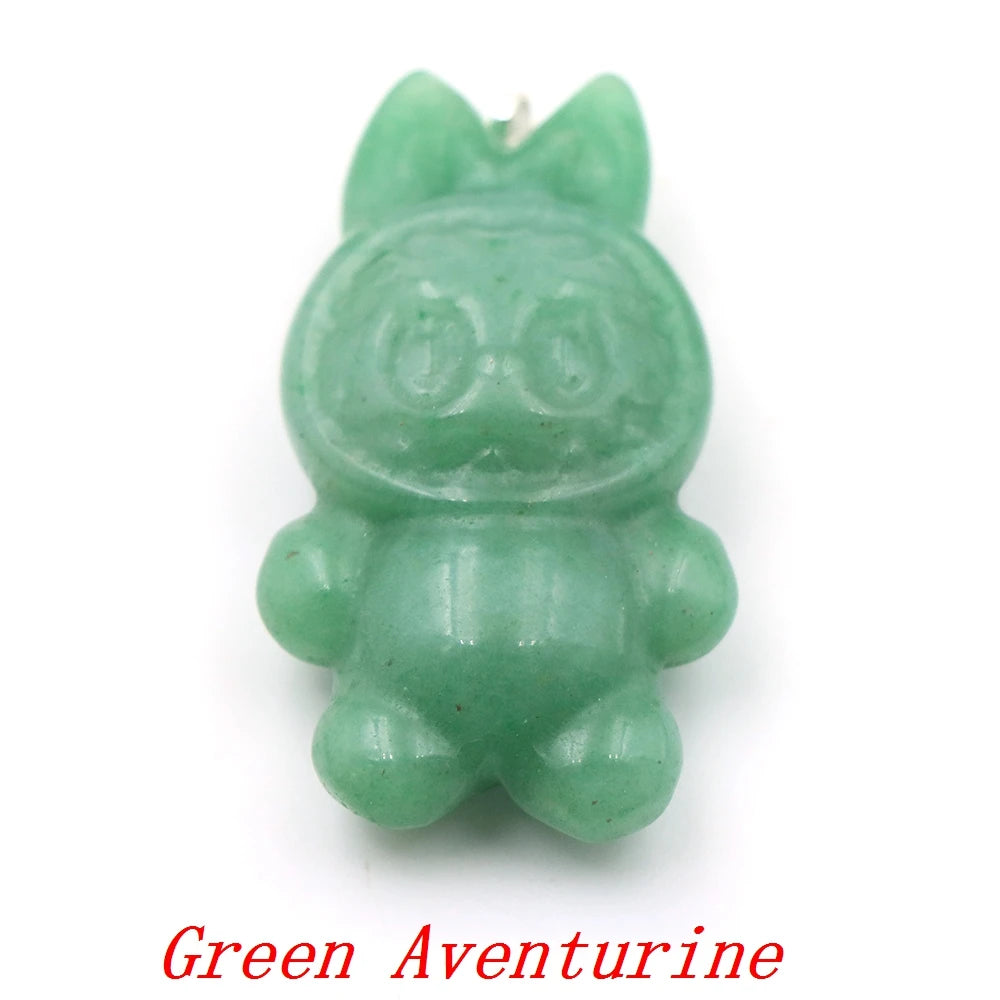 Natural Stone Carving Cartoon Elf DIY Fashion Jewelry Accessories Healing Crystal Gemstone Animals Figurine Supplies Wholesale