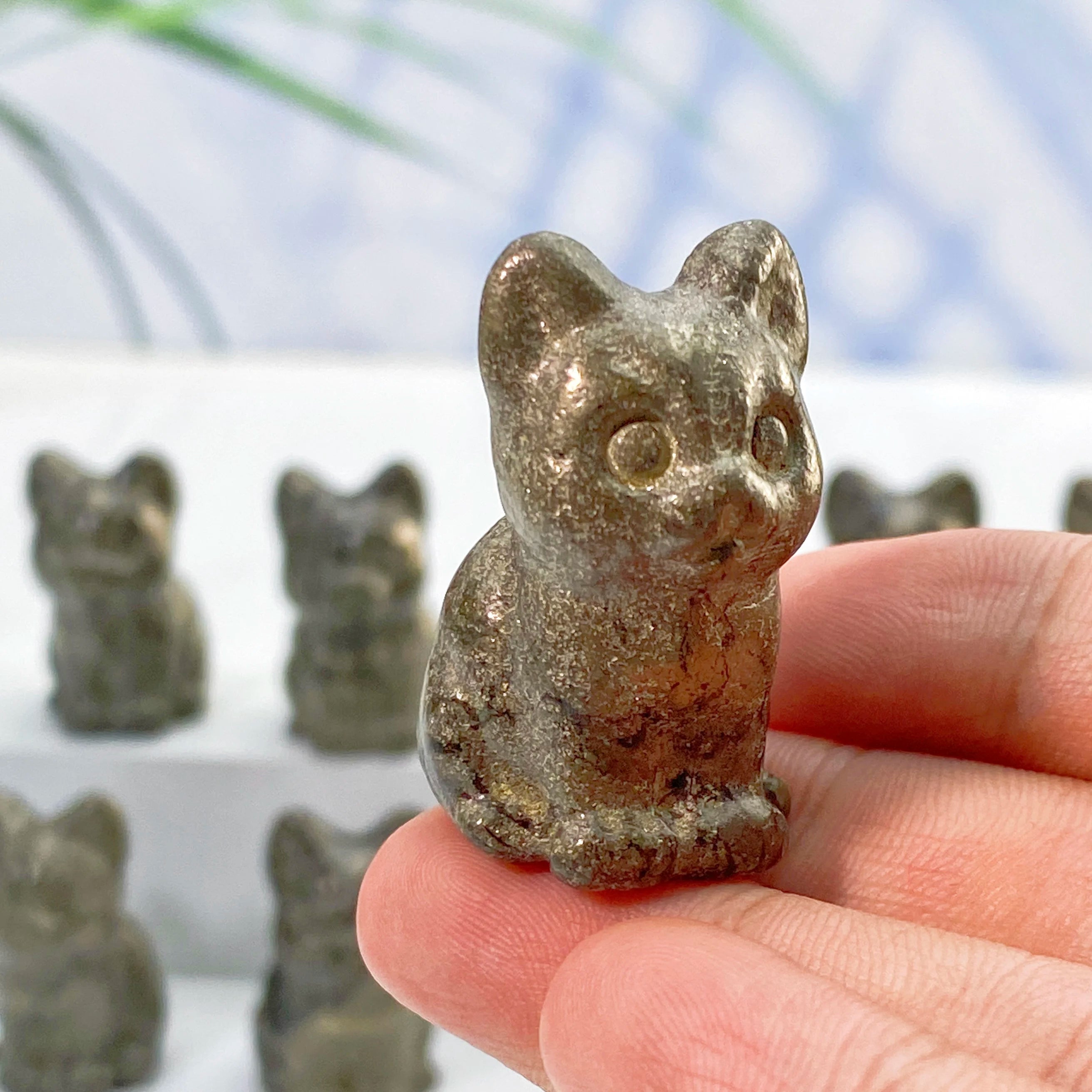 Random 1PC Pyrite Cat Carving,Stone Collections,Excellent Gifts,Family And Friends Gift,DIY Decoration,Room Decoration