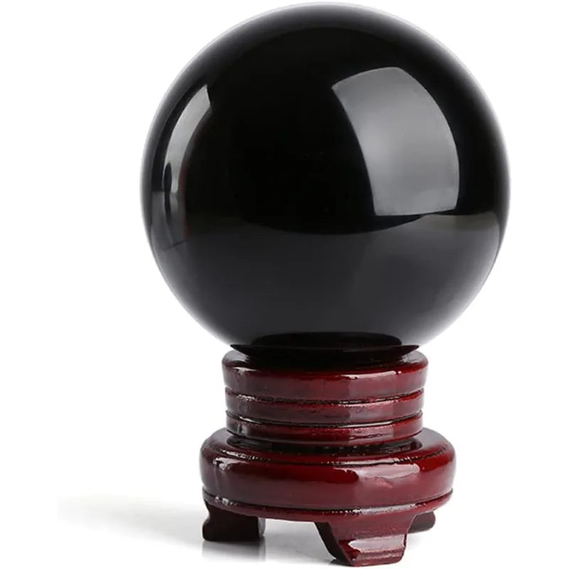 Natural Small Black Obsidian Crystal Ball Sphere Without Base Stand for Meditation, Healing, Home Decor Crystal Magic Ball