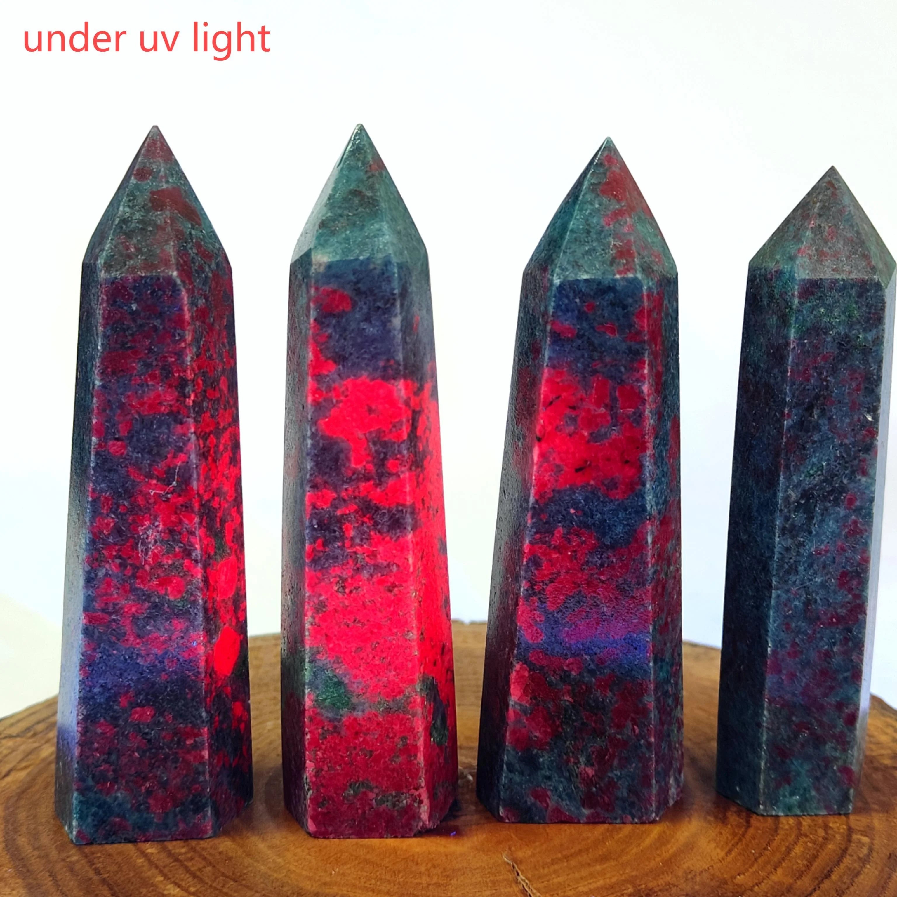 1pc UV Reactive Red & Blue Kyanite Obelisk Tower - Handcrafted Elegant Stone Wand,Highquality, Decor, Holiday Shoppers