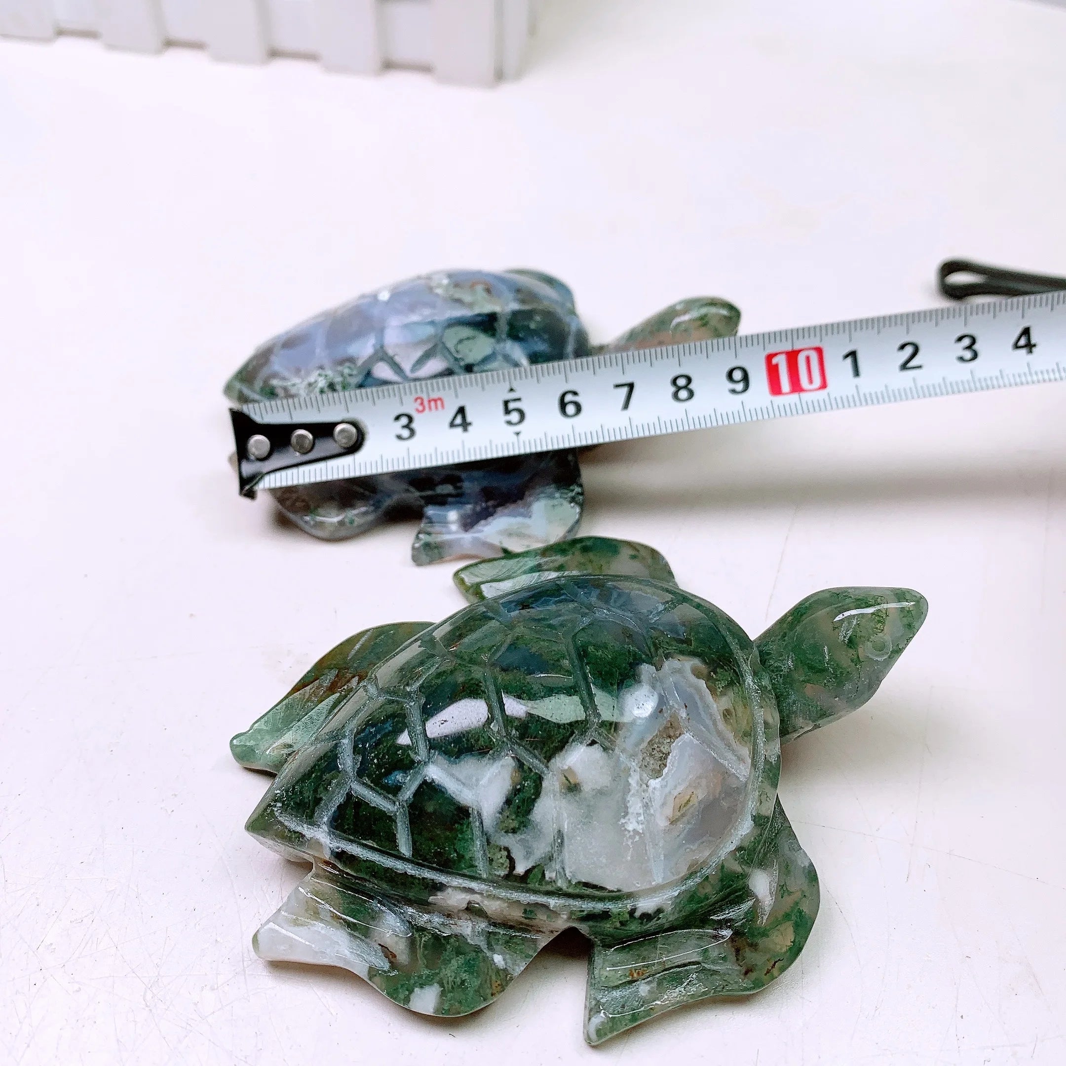Natural Moss Agate Handmade Carved Sea turtle Polished Animal Powerful Statue For Home Decoration Gift 1PCS