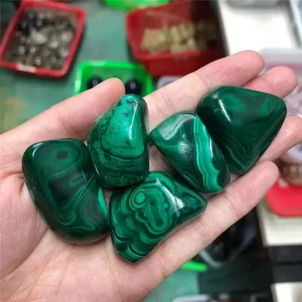Natural Malachite Tumbled Stone Crystals Irregular Shape Energy Raw Original Mineral Specimen Palmstone Witchcraft Healing Stone