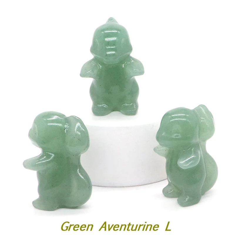1.2" Natural Crystal Stone Squirrel Frog Seed Turtle Statue Cartoon Gemstone Carved Healing Home Room Decor Kids Holiday Gift