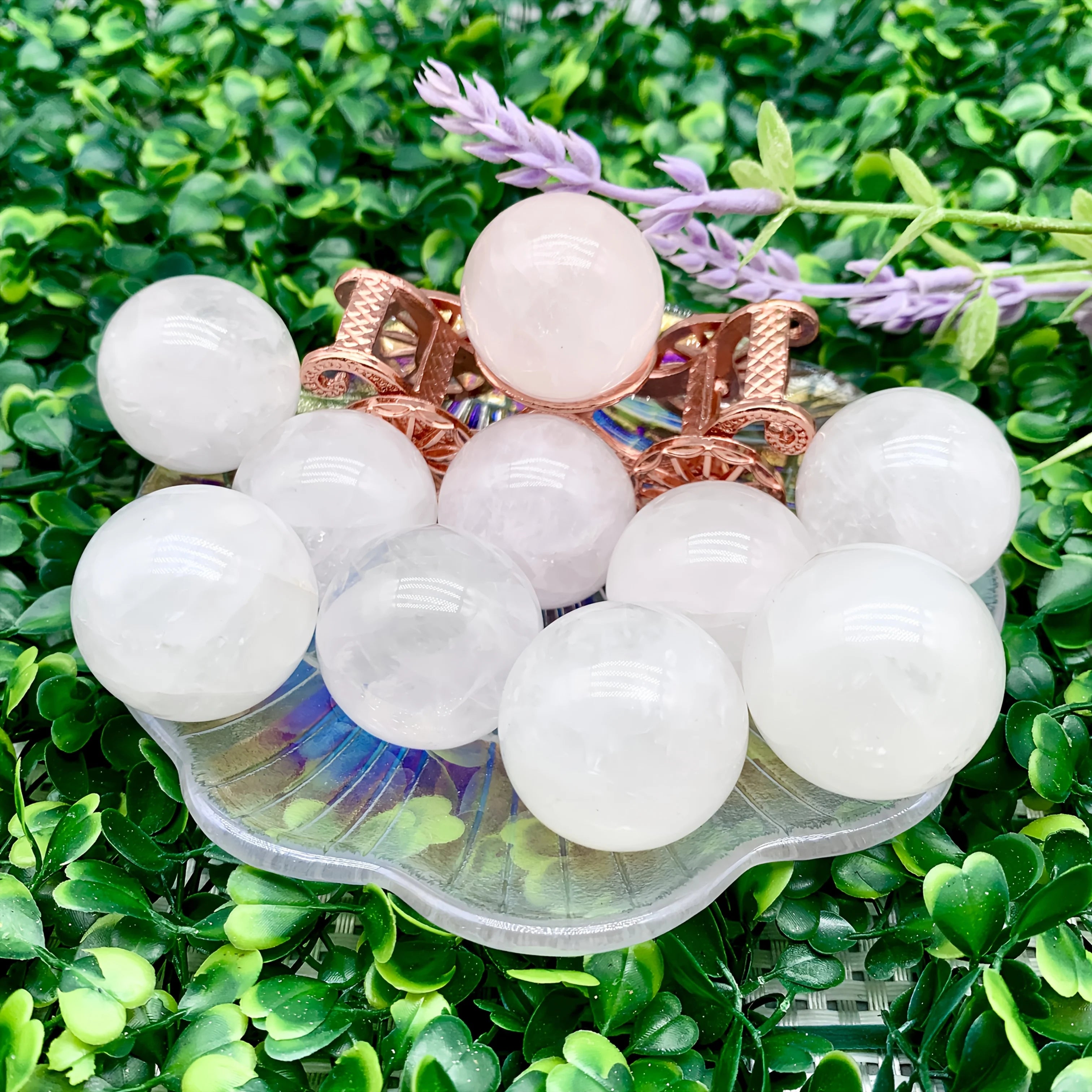 1pc Natural Snow Phantom Quartz Crystal Sphere - a White Ghost Crystal Decoration, Perfect for Home Or Office Desk