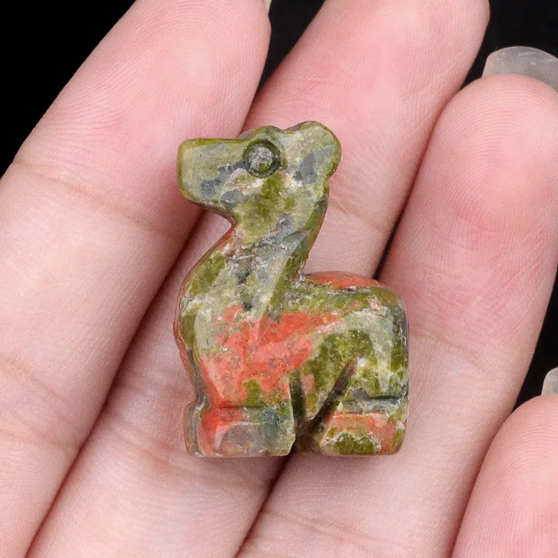 1inch Natural Stone Carved Deer Handcarved Animal Statue Healing Crystals Figurine Amethyst Red Jasper Gemstone Fawn Home Decor