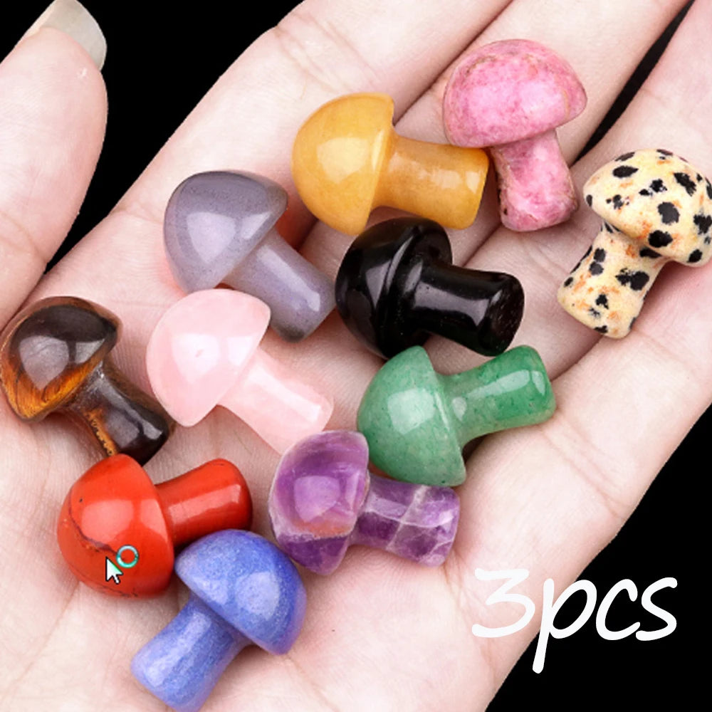 20mm Mushroom Ornament Natural Stone Crystal Healing Mineral Polished Gemstone Crafts Home Meditation Decoration Gift 3/10/20pcs