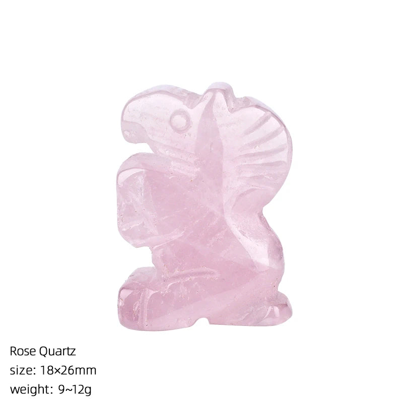 Natural Crystal Stone Ornament Carving Horse Rose Quartz Amethyst Healing Gemstone Animal Figurines Reiki Small Home Decorations